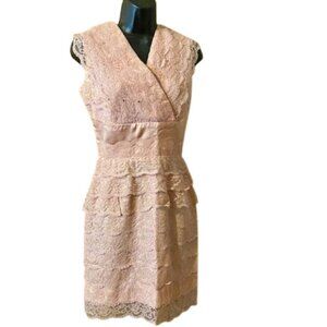Pink Lace Dress Mid Century Vintage Layered Pink Mauve Cocktail Prom HoCo